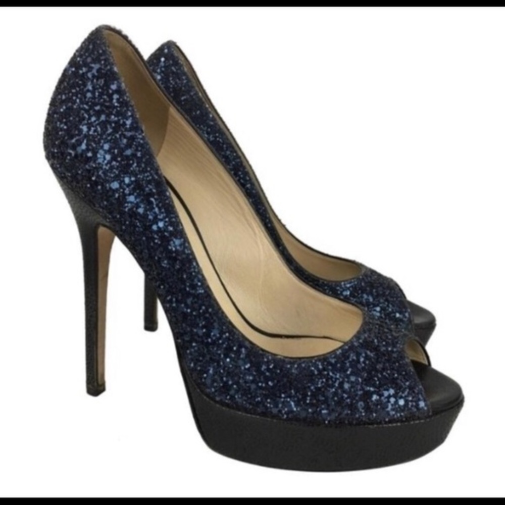 Jimmy choo blue heels, sparkle blue Cosmic, sz 38